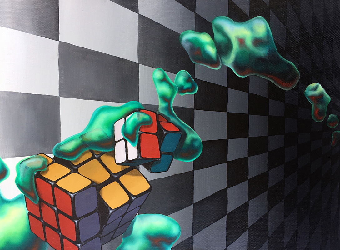 Cubik Rubik, Oil Painting, Diana Ormanzhi