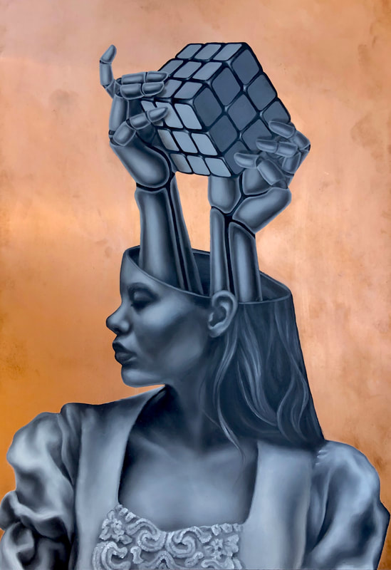 Mind Games Oil Painting, Diana Ormanzhi